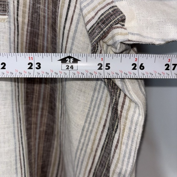 Blair Striped Button Down Shirt 2XL Beige Brown Casual Lightweight Top - Picture 4 of 7